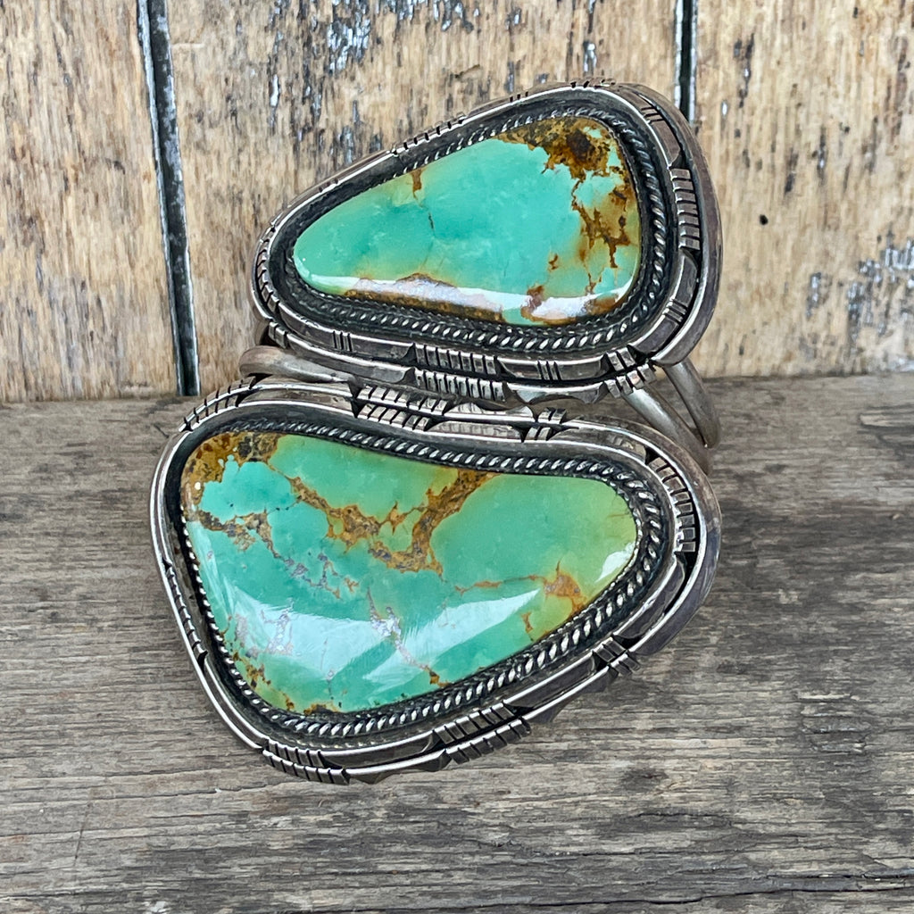 Large Vintage Green Turquoise Cuff by Rita Touchine, Navajo, KD124