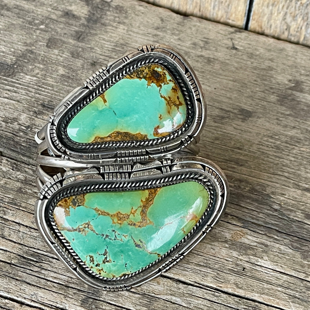 Large Vintage Green Turquoise Cuff by Rita Touchine, Navajo, KD124