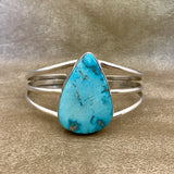 Navajo Kingman Turquoise bracelet by Burt and Kathy Francisco, Authentic Navajo Kingman large turquoise bracelet 2/126