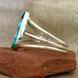 Navajo Kingman Turquoise bracelet by Burt and Kathy Francisco, Authentic Navajo Kingman large turquoise bracelet 2/126