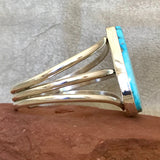 Navajo Kingman Turquoise bracelet by Burt and Kathy Francisco, Authentic Navajo Kingman large turquoise bracelet 2/126