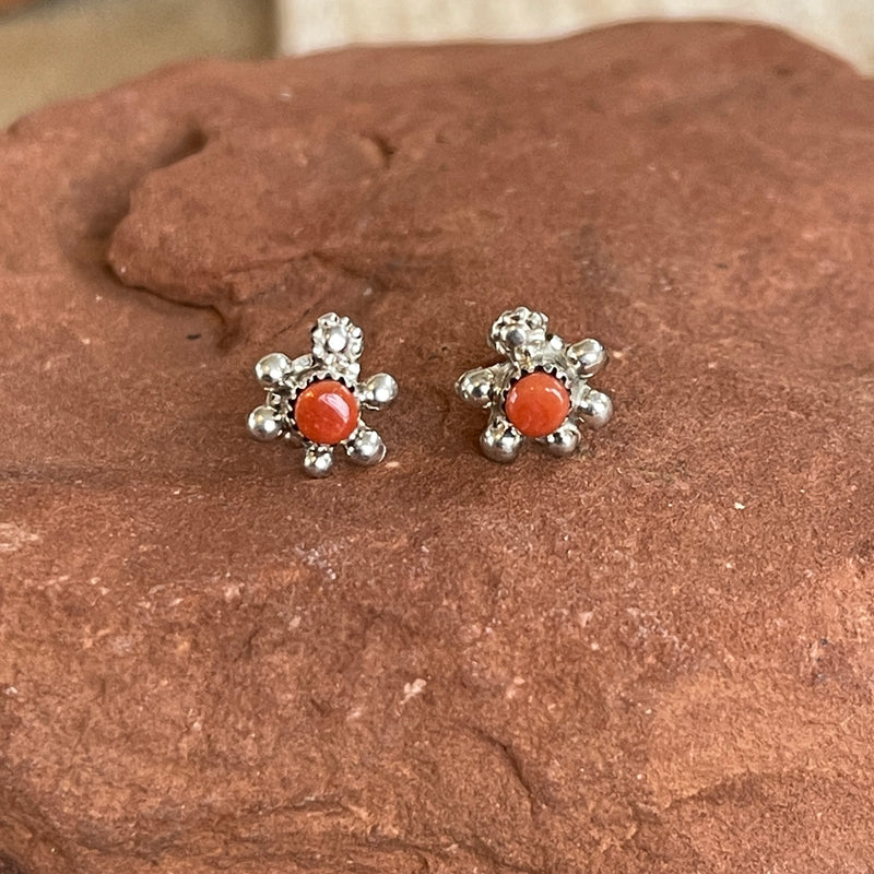 Navajo Sterling Silver Turtle Earrings with Spiny Oyster Shell, authentic Native American  1/272