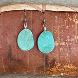 Authentic Native American Turquoise Slab Dangle Earrings  1/376