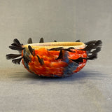 Small Pomo Basket with Quail Topknot Feathers, vintage (GM674)