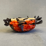 Small Pomo Basket with Quail Topknot Feathers, vintage (GM674)