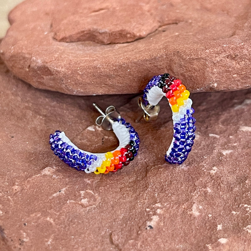Authentic Native American Beaded Hoop Earrings  1/384