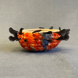 Small Pomo Basket with Quail Topknot Feathers, vintage (GM674)