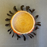 Small Pomo Basket with Quail Topknot Feathers, vintage (GM674)