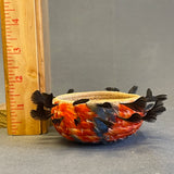 Small Pomo Basket with Quail Topknot Feathers, vintage (GM674)