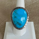 Large Blue Turquoise Authentic Navajo Ring, vintage - size 8   (BH19)