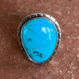 Large Blue Turquoise Authentic Navajo Ring, vintage - size 8   (BH19)