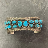 WJ Musket Vintage Navajo Sterling Silver Cuff with Turquoise Nuggets   (JF270)