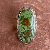 Authentic Navajo Green Turquoise Ring, vintage sterling silver-size 10  (BH27)