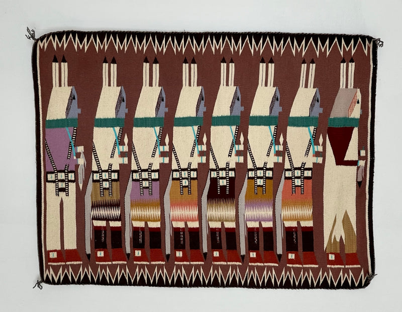 Navajo Yeibichai rug weaving, authentic Native American, handwoven (GM285)