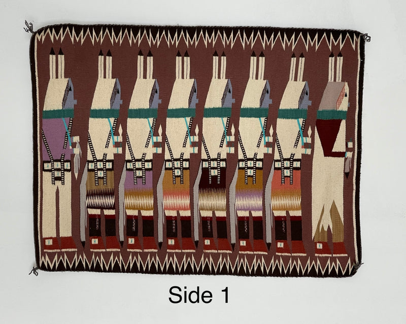 Navajo Yeibichai rug weaving, authentic Native American, handwoven (GM285)