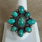 Vintage Navajo Green Turquoise Cluster Ring, size 9.5  (BH32)