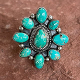 Vintage Navajo Green Turquoise Cluster Ring, size 9.5  (BH32)