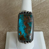 Authentic Navajo Rectangular Turquoise Ring, size 8  (BH33)