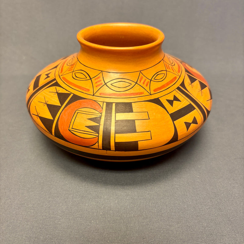 Karen Kahe Charley, Hopi Wide Painted Pot with Geometric Design  (JM49)