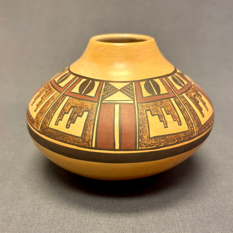 White Swann, Hopi Painted Pot with Geometric Design (JM53)