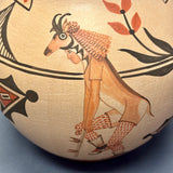 Elizabeth & Marcellus Medina, Zia Pueblo Tall Clay Pot with Apache Dancer Design (JM66)