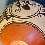 Elizabeth & Marcellus Medina, Zia Pueblo Tall Clay Pot with Apache Dancer Design (JM66)