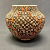 Frederica Antonio Vintage Acoma Pueblo Pot with Fine Line Mountain Design   (JM68)