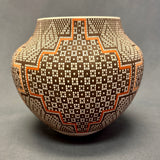Frederica Antonio Vintage Acoma Pueblo Pot with Fine Line Mountain Design   (JM68)