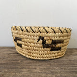 Native American Tohono O'odham (Papago) Coiled Basket with Bird Design by Mildred Lewis