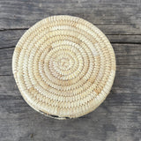 Native American Tohono O'odham (Papago) Coiled Basket with Bird Design by Mildred Lewis