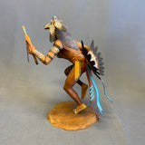 Wolf Dance hand carved wooden tribal sculpture by Raymond Chee, Navajo/Hopi (RS199)