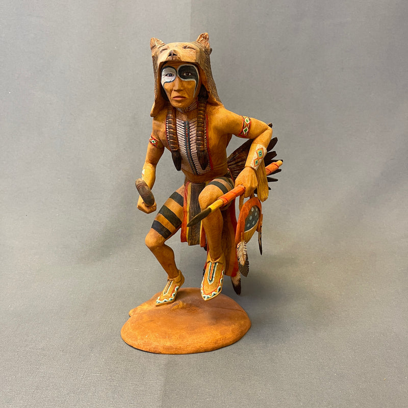 War Dance hand carved wooden tribal sculpture by Raymond Chee, Navajo/Hopi (RS217)