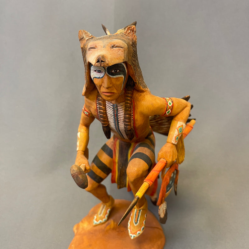 War Dance hand carved wooden tribal sculpture by Raymond Chee, Navajo/Hopi (RS217)
