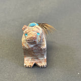 Zuni Pink Marble Bear Fetish with Arrow and Feather Gift Bundle  (JM136)