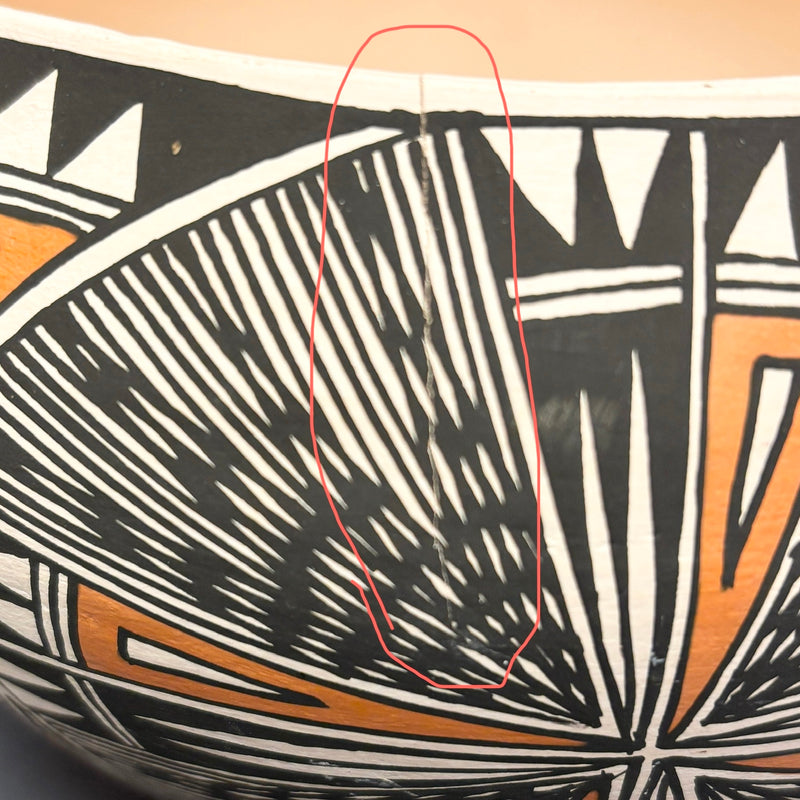 Monroe Victorino Vintage Acoma Pueblo Painted Bowl with Fine Line Star Design   (JM124)