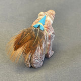 Zuni Pink Marble Bear Fetish with Arrow and Feather Gift Bundle  (JM136)