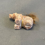 Zuni Pink Marble Bear Fetish with Arrow and Feather Gift Bundle  (JM136)