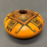 Gloria Mahle, Hopi Wide Painted Pot with Parrot Tail Design  (JM125)