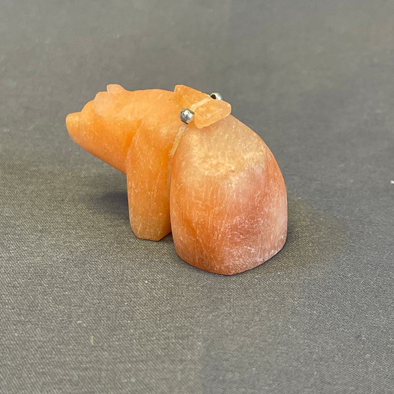 Zuni Orange Alabaster Bear Fetish with Arrow Gift Bundle  (JM135)