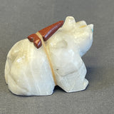 Zuni White Alabaster Bear Fetish with Arrow Gift Bundle  (JM131)