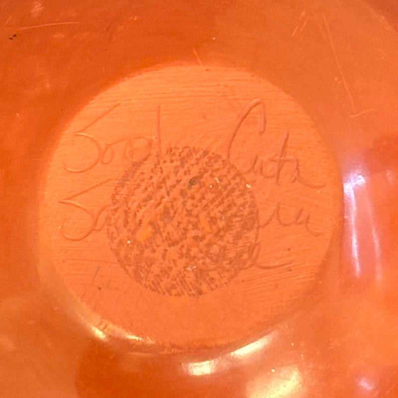 Sophie Cata - Vintage Santa Clara Pueblo, Handmade Carved and Polished Clay Pot with Bear Paw Design (JM128)