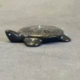 Zuni Black Jet Turtle Fetish with Turquoise   (JM134)