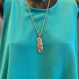 Ramon Dalangyawma Silver Hopi Overlay Feather Pendant on Silver Rope Chain   (JM177)