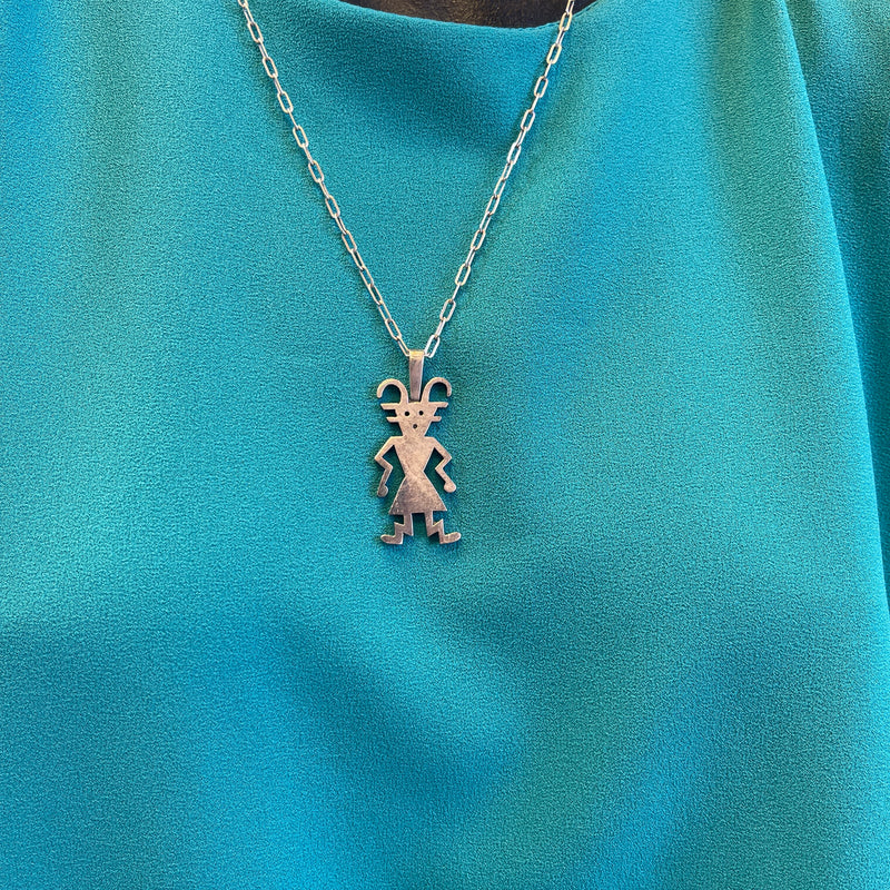 Authentic Hopi Silver Kachina Pendant on Chain  (JM176)