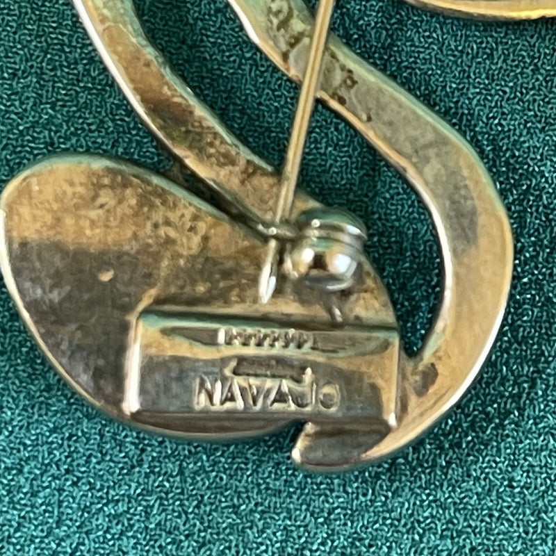 Allison Lee Navajo Sterling Silver Kokopelli Pin/Pendant with Turquoise (JM185)