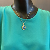 Allison Lee Silver Pendant with Denim Lapis on Silver Chain, vintage-Authentic Navajo (JM181)