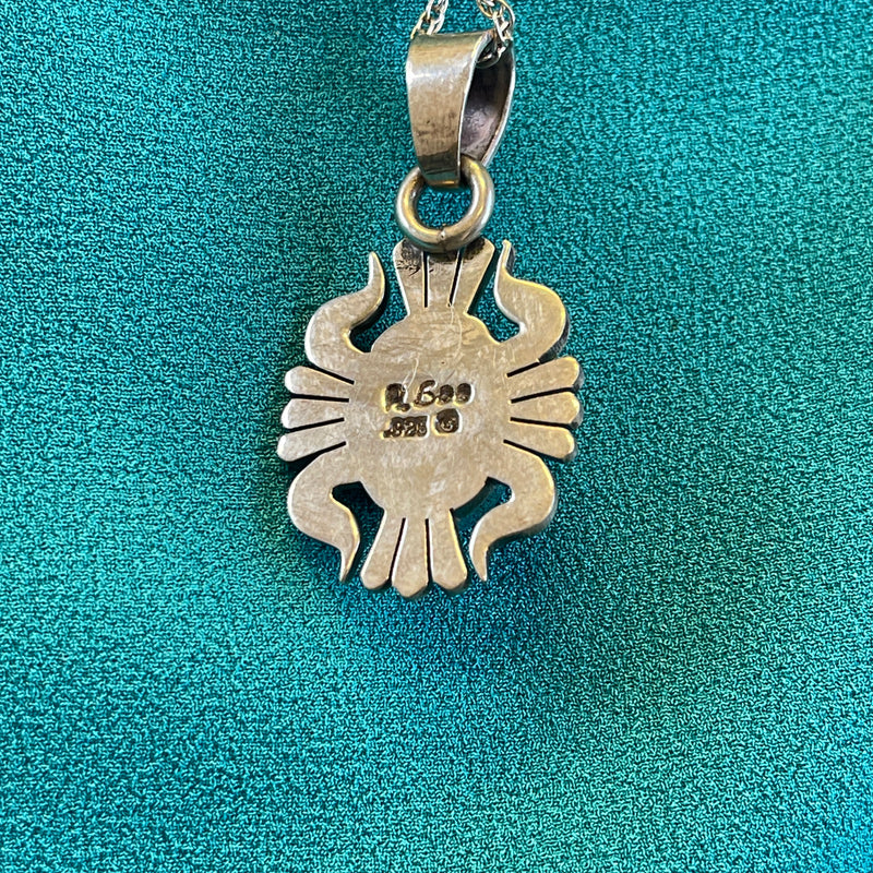 Allison Lee Silver Pendant with Denim Lapis on Silver Chain, vintage-Authentic Navajo (JM181)