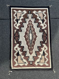 Extra LG Navajo rug Two Grey Hills style, vintage Native American weave (GM353)
