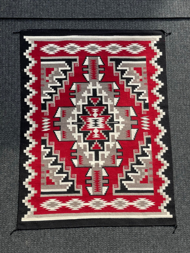 LG Navajo rug weaving in Ganado style, vintage Native American handwoven (GM354)