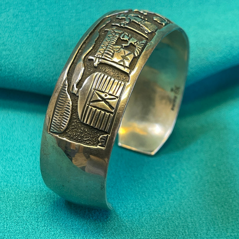 Tom and Sue Kee, Navajo Overlay Storyteller Cuff Bracelet (JM168)